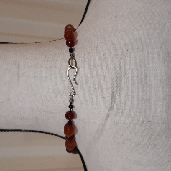 Vintage hand knotted & beaded Asian Carnelian Sardonyx Sard necklace - Picture 2 of 6